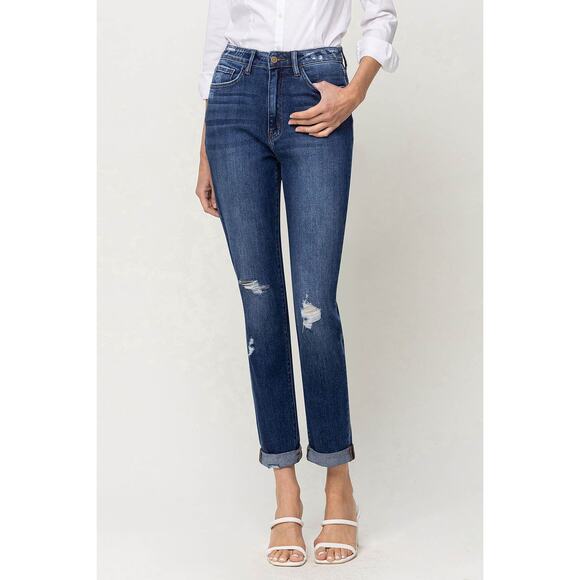 Flying Monkey Denim - Flying Monkey Super High Rise Distressed Cuffed Mom Jeans - Y3986 - Size 29